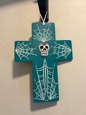 Dia De Los Muertos Sugar Skull Handmade Cross